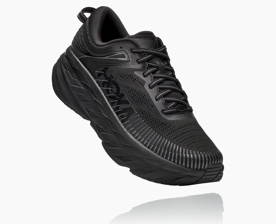 Running Shoes Mens - Hoka One One Bondi 7 - Black - UDZJGEX-04